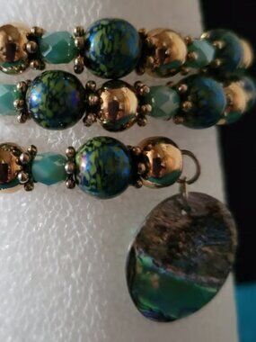 Sea Green & Gold Charm Wrist Wraps